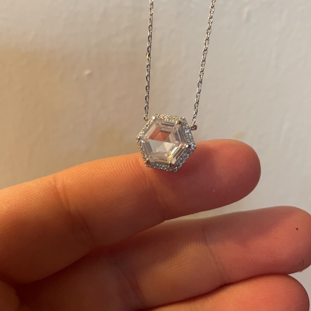 Henri Bendel Silver Hexagon Necklace